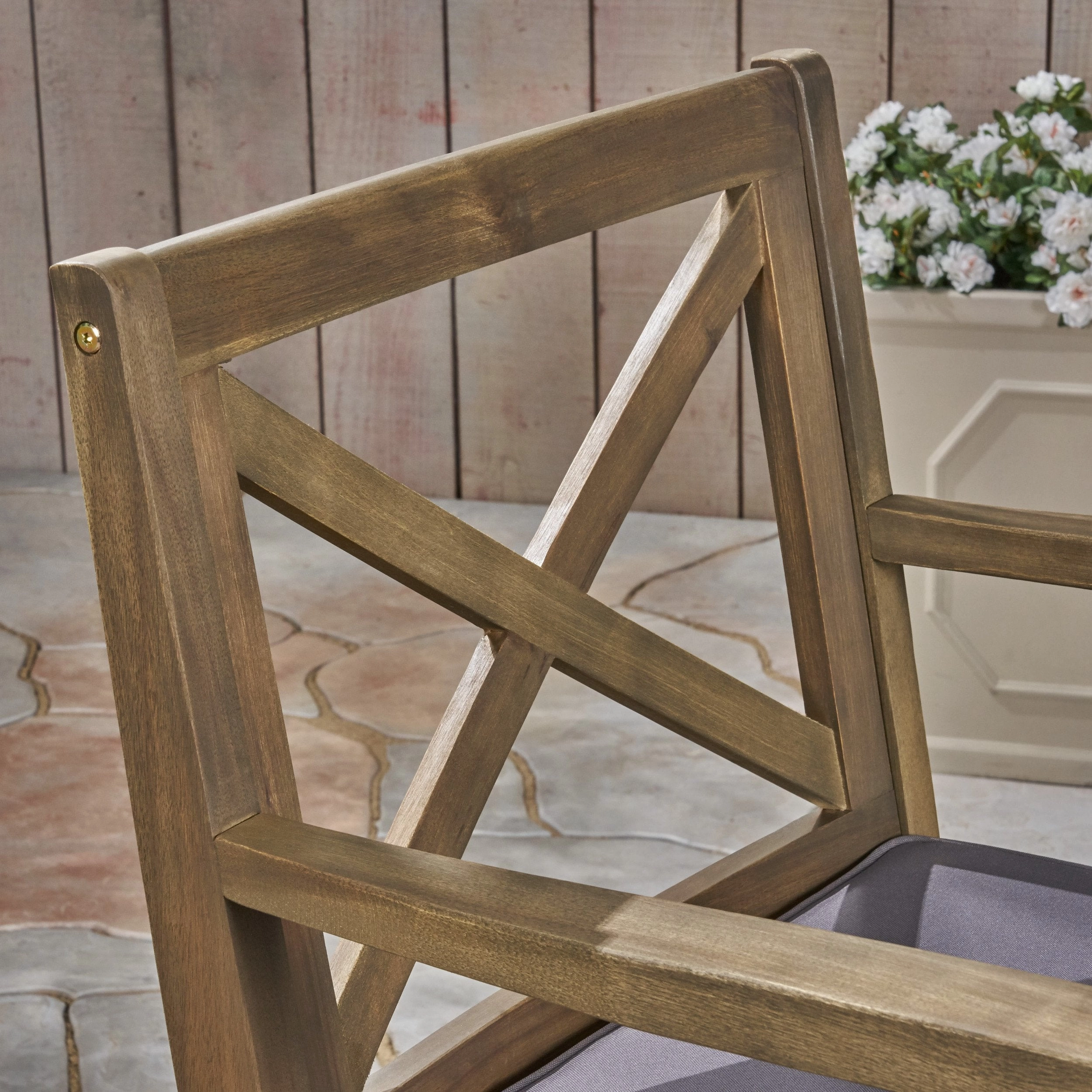 Outdoor Rustic Acacia Wood Barstools with Cushions (Set of 4) - NH540603