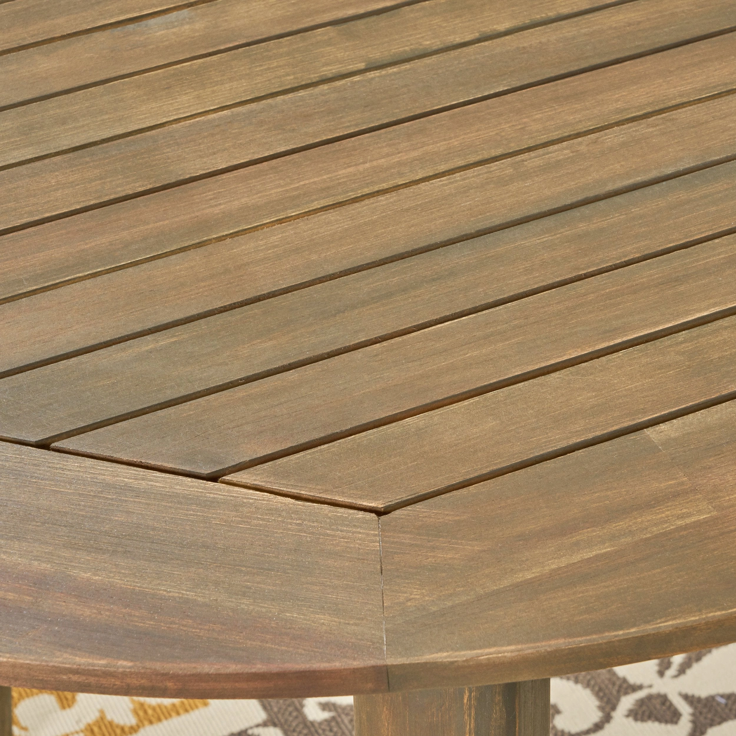 Outdoor Rustic Slat-Top Acacia Wood Oval Dining Table with Tapered Legs - NH130603