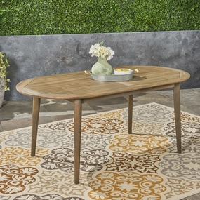 Outdoor Rustic Slat-Top Acacia Wood Oval Dining Table with Tapered Legs - NH130603 outdoor lounge chair, patio sofa
