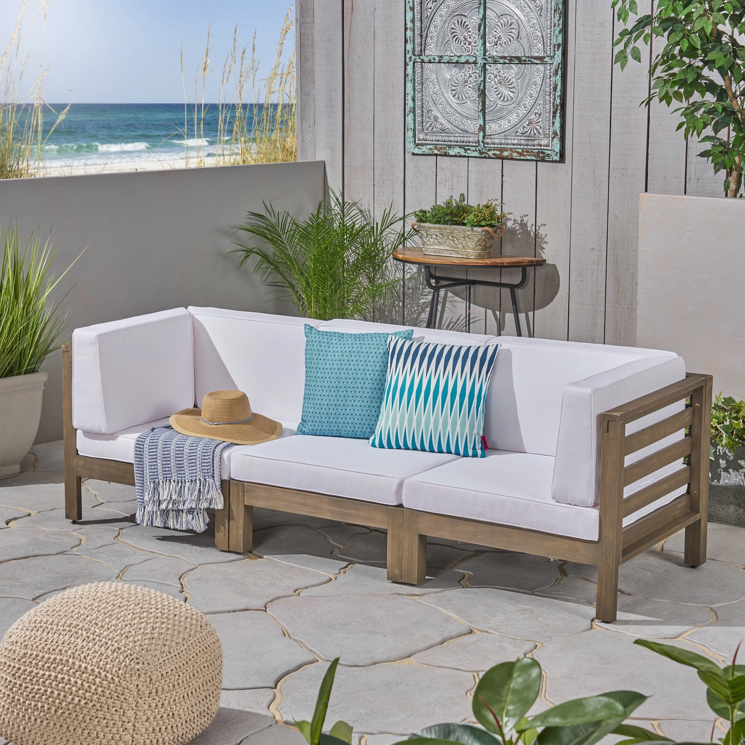 Outdoor Sectional Sofa Set - 3-Seater - Acacia Wood - Outdoor Cushions - NH340703 outdoor furniture, garden bench