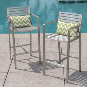 Outdoor Silver Rust-Proof Aluminum 29.50 Inch Barstools - NH752403 outdoor furniture, garden bench