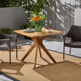 Outdoor Square Acacia Wood Dining Table with X Base - NH631503 outdoor lounge chair, patio sofa
