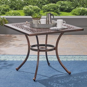 Outdoor Square Cast Aluminum Dining Table, Shiny Copper - NH472603 outdoor lounge chair, patio sofa