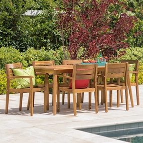 Outdoor Teak Finish Acacia Wood 7 Piece Dining Set - NH915003 outdoor lounge chair, patio sofa