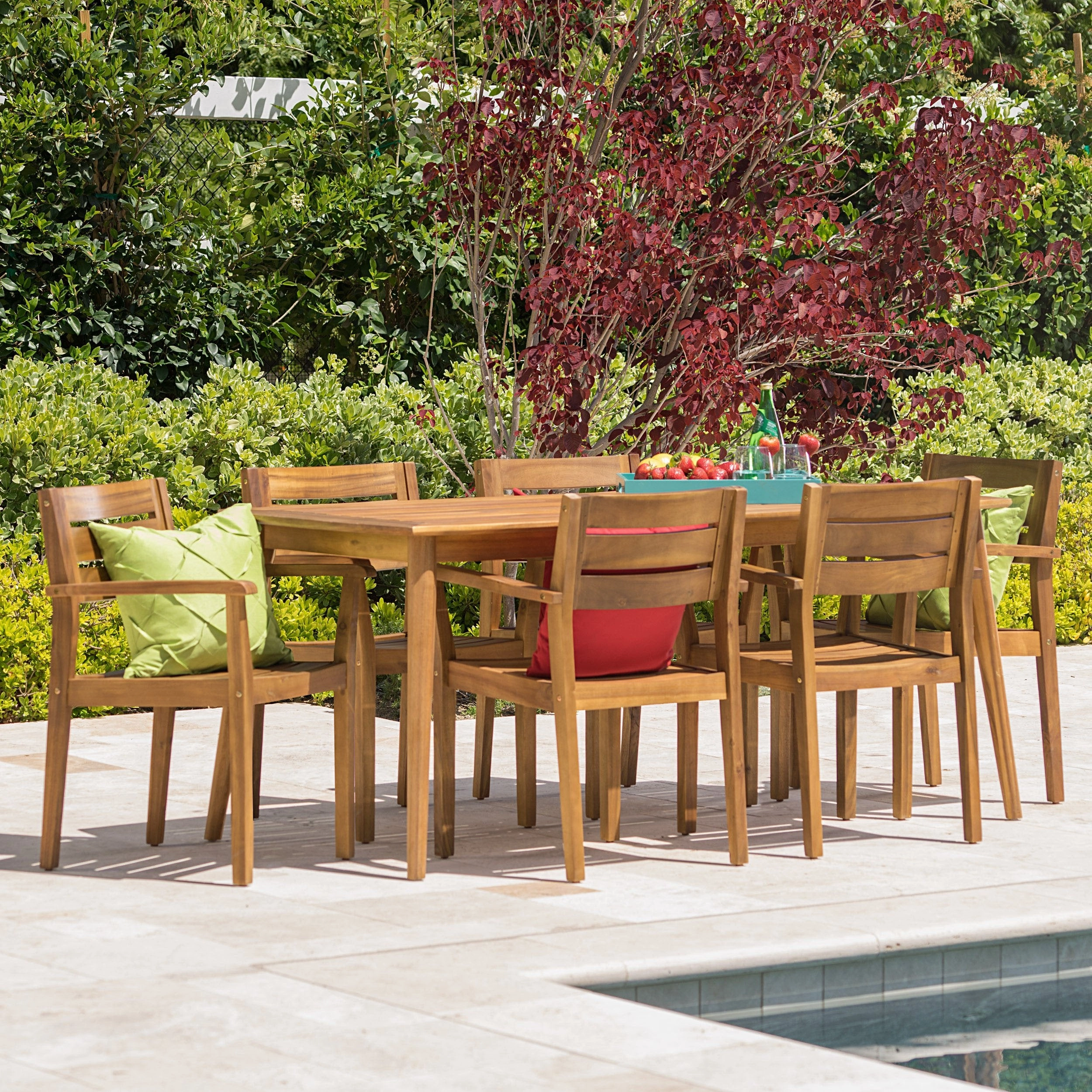 Outdoor Teak Finish Acacia Wood 7 Piece Dining Set - NH915003 outdoor lounge chair, patio sofa