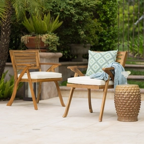 Outdoor Teak Finish Acacia Wood Arm Chair (Set of 2) - NH154992 outdoor lounge chair, patio sofa