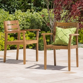 Outdoor Teak Finish Acacia Wood Dining Chairs (Set of 2) - NH815003 outdoor lounge chair, patio sofa