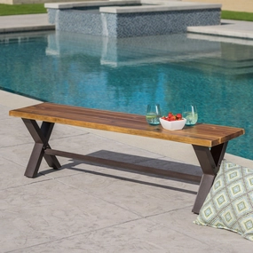Outdoor Teak Finished Acacia Wood Dining Bench - NH987203 outdoor furniture, garden bench