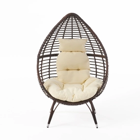 Outdoor Teardrop Wicker Lounge Chair with Water Resistant Cushion - NH489213 outdoor furniture, garden bench