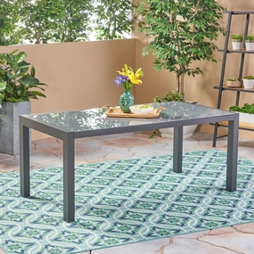 Outdoor Tempered Glass Dining Table with Aluminum Frame - NH066503 outdoor lounge chair, patio sofa