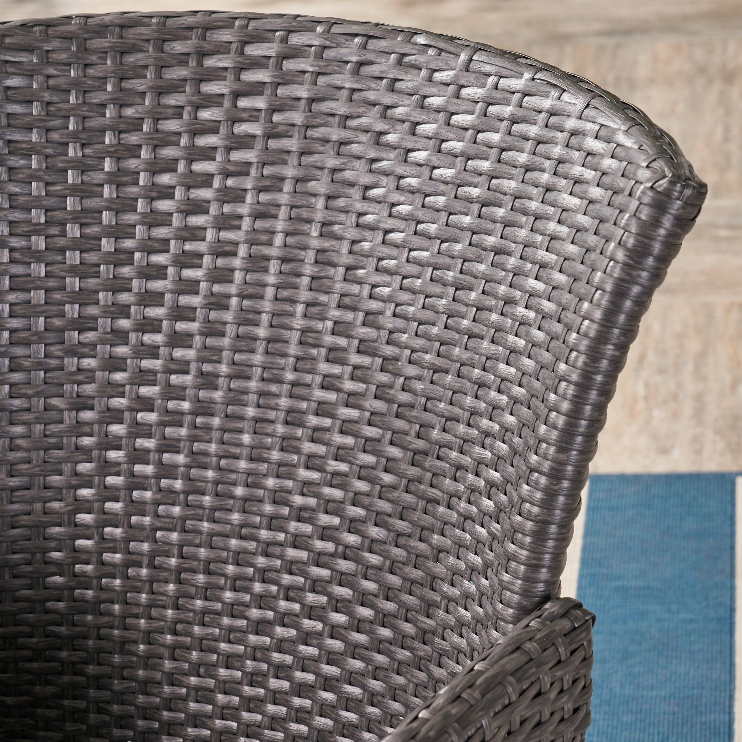 Outdoor Transitional 3-Piece Gray Wicker Bistro Set with Umbrella Hole - NH715403
