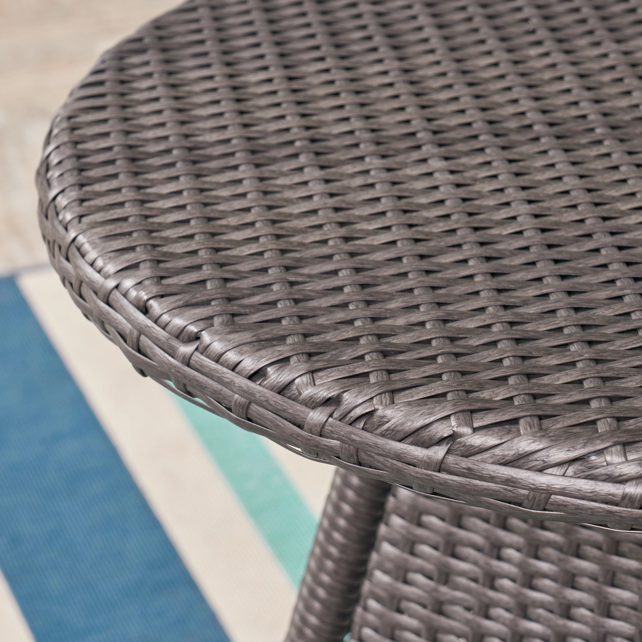 Outdoor Transitional 3-Piece Gray Wicker Bistro Set with Umbrella Hole - NH715403