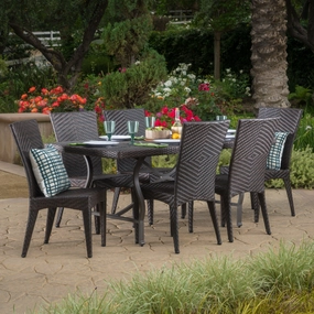 Outdoor Transitional 7-Piece Multi-Brown Wicker Dining Set - NH355003 outdoor lounge chair, patio sofa