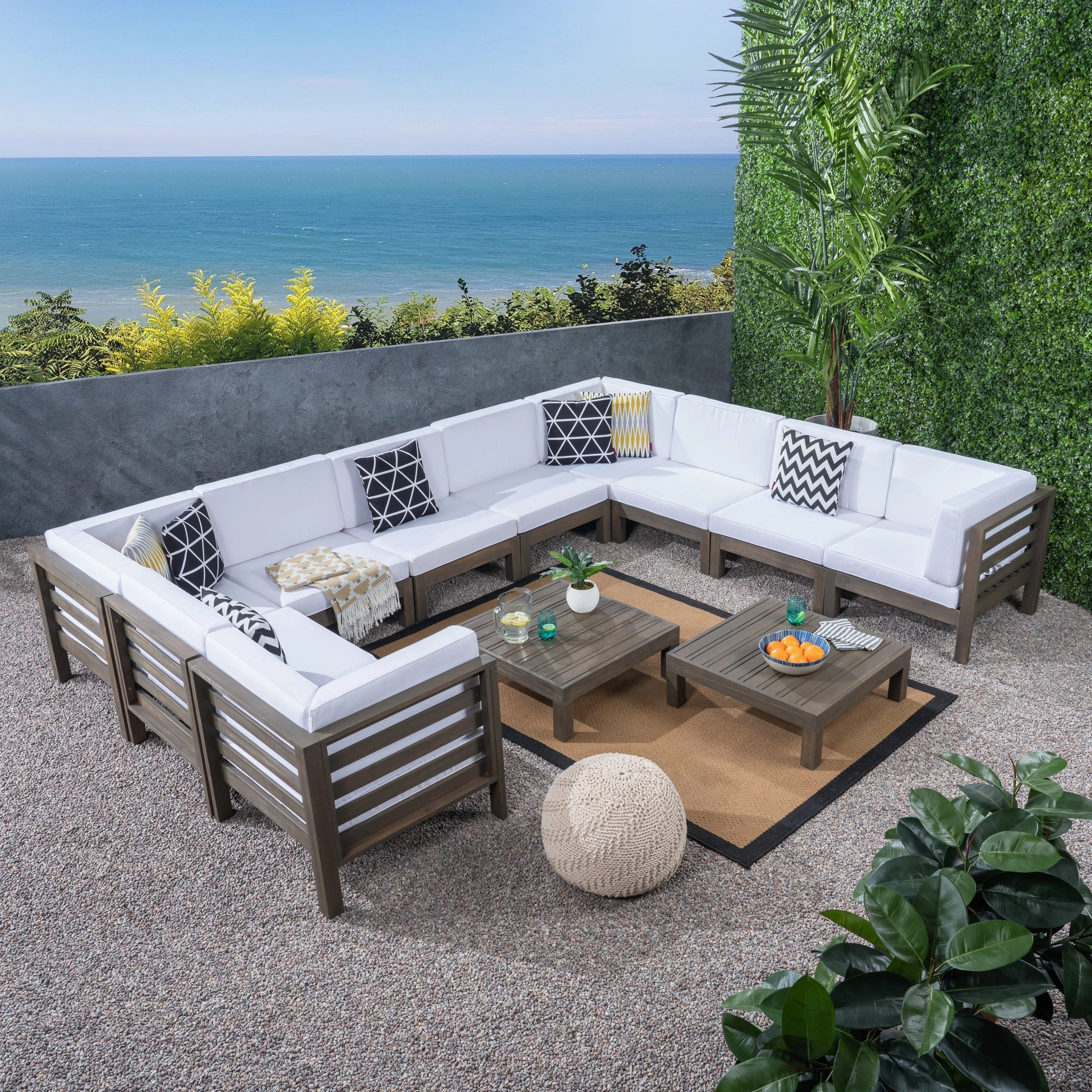 Outdoor U-Shaped Sectional Sofa Set with Coffee Tables - NH111703
