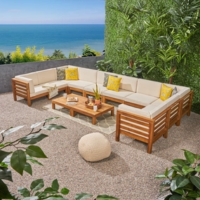 Outdoor U-Shaped Sectional Sofa Set with Coffee Tables - NH111703 outdoor furniture, garden bench