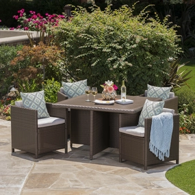 Outdoor Wicker 5Pc Dining Set w/ Water Resistant Cushions - NH798003 outdoor lounge chair, patio sofa
