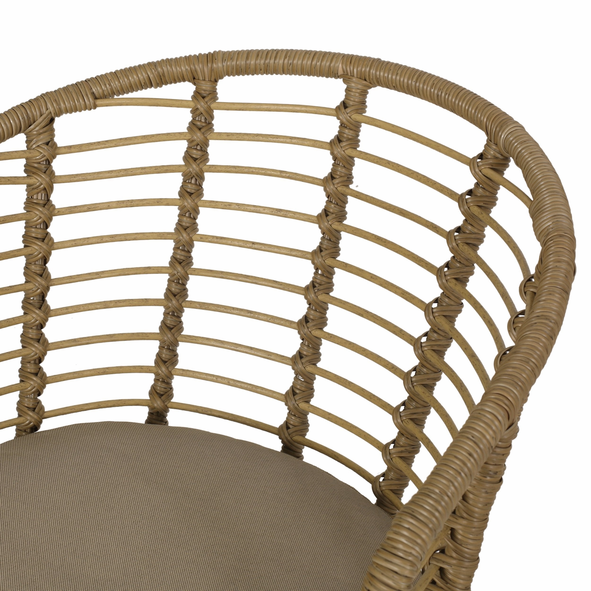 Outdoor Wicker 7 Piece Dining Set, Light Brown, Black, and Beige - NH999413