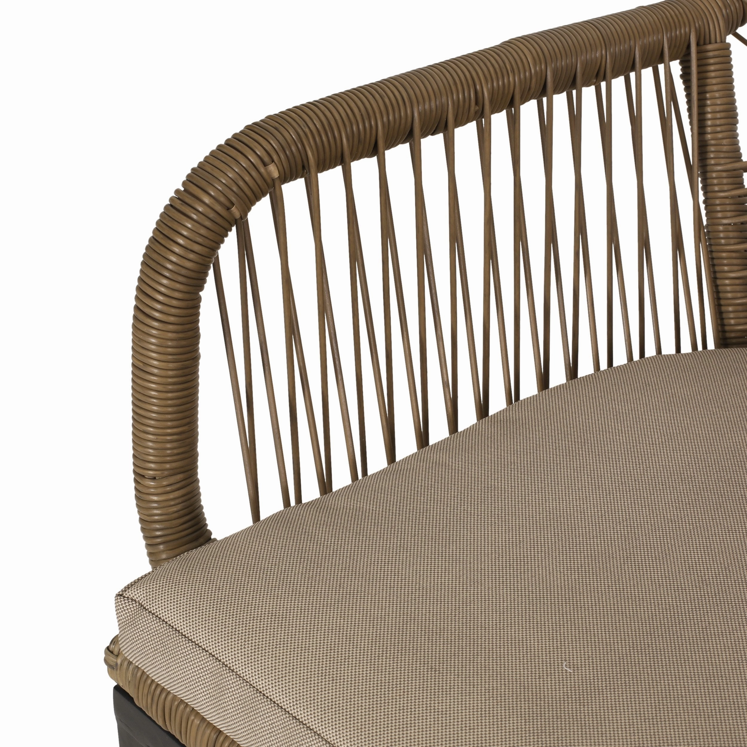 Outdoor Wicker 7 Piece Dining Set with Cushion, Matte Black, Light Brown, and Beige - NH081513