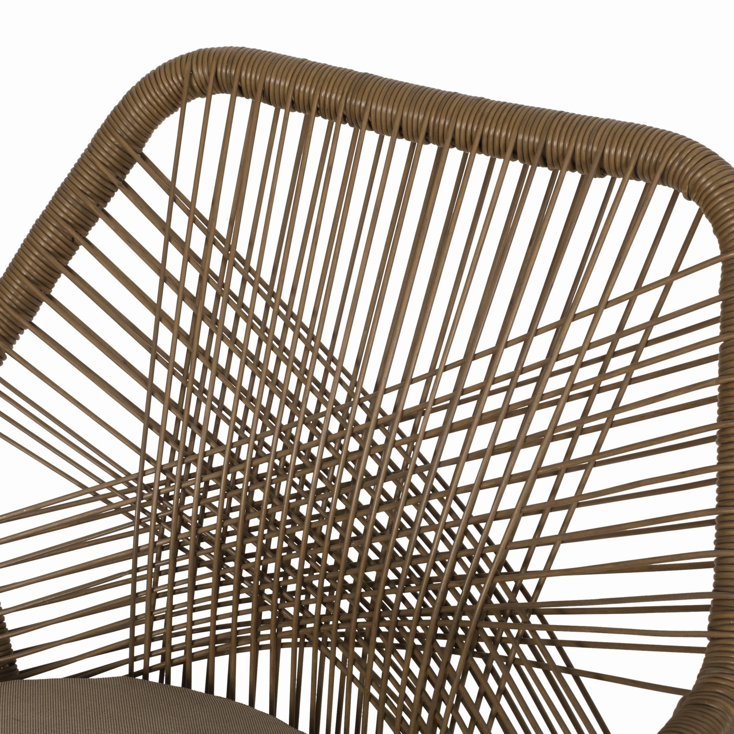 Outdoor Wicker 7 Piece Dining Set with Cushion, Matte Black, Light Brown, and Beige - NH181513