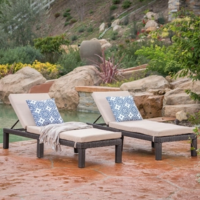 Outdoor Wicker Adjustable Chaise Lounge w/ Cushion - NH239992 outdoor furniture, garden bench