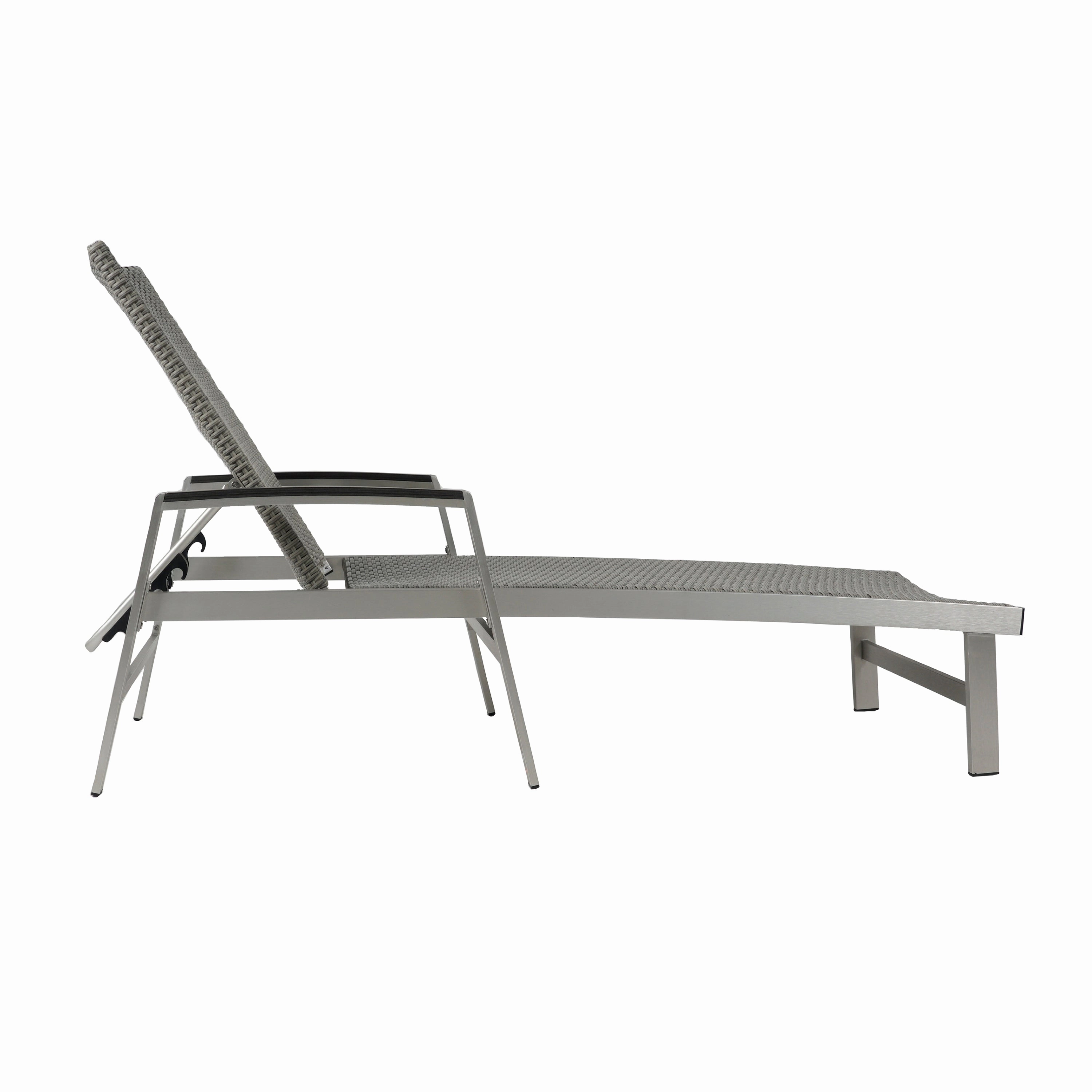 Outdoor Wicker and Aluminum Chaise Lounge, Gray Finish - NH455503
