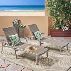 Outdoor Wicker and Aluminum Chaise Lounge, Gray Finish - NH455503 patio umbrella, gazebo