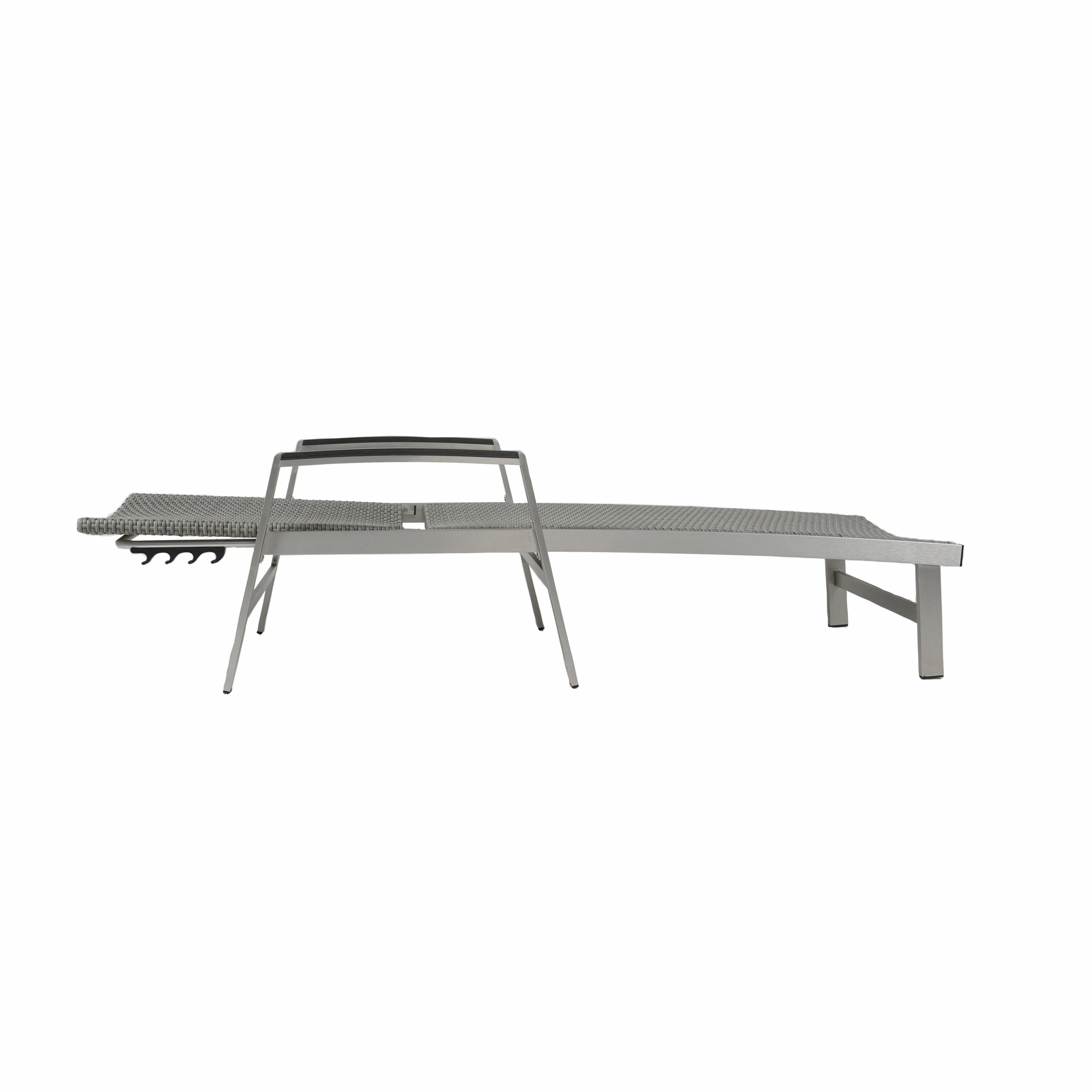 Outdoor Wicker and Aluminum Chaise Lounge, Gray Finish - NH455503