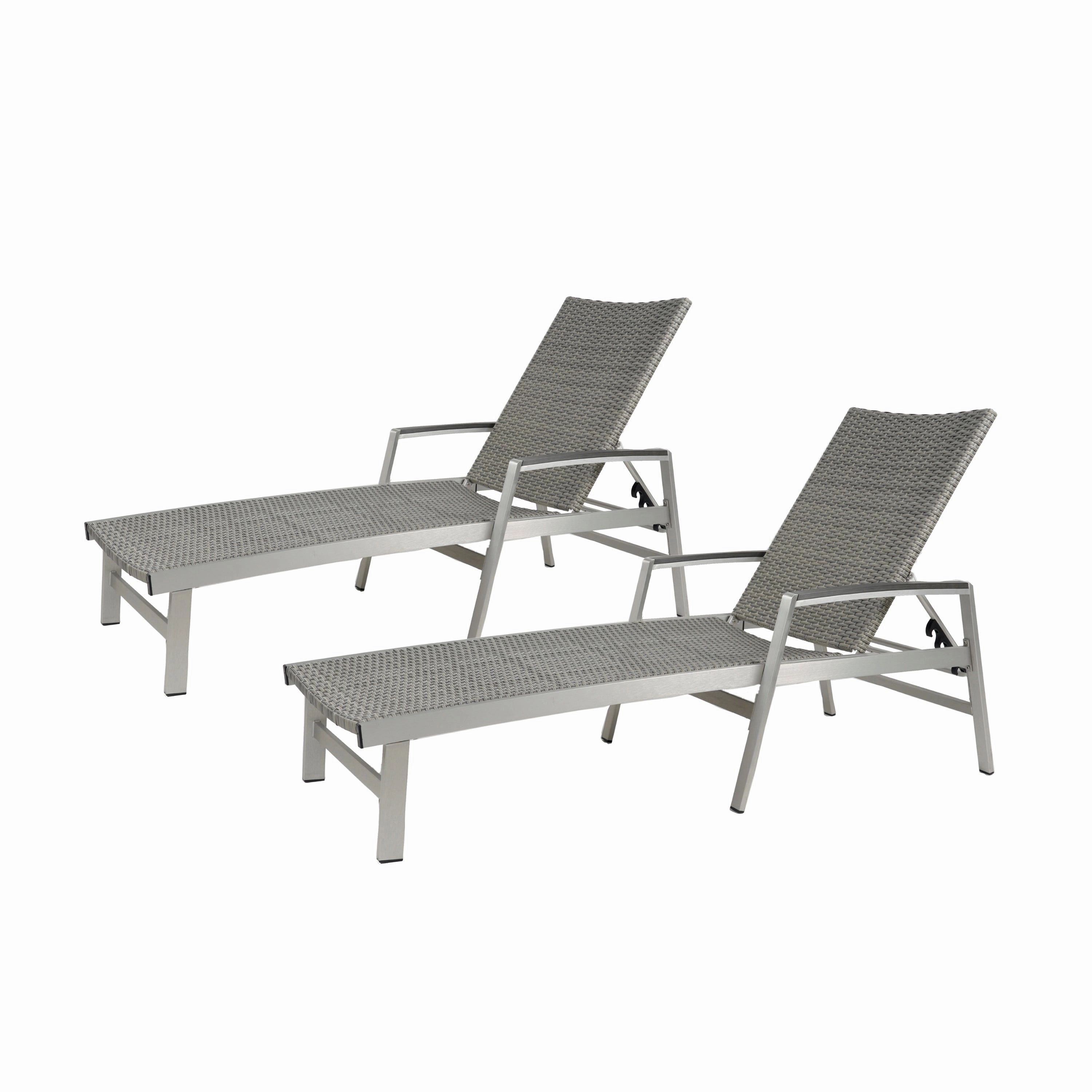 Outdoor Wicker and Aluminum Chaise Lounge, Gray Finish - NH455503