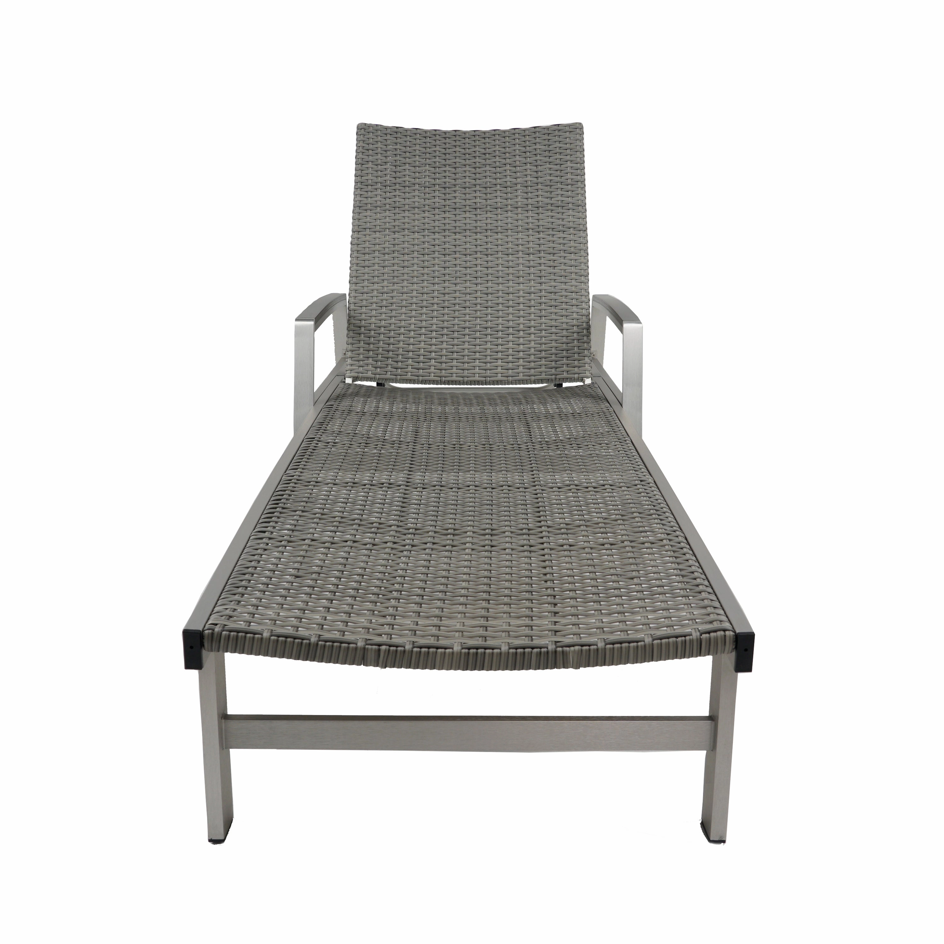 Outdoor Wicker and Aluminum Chaise Lounge, Gray Finish - NH455503