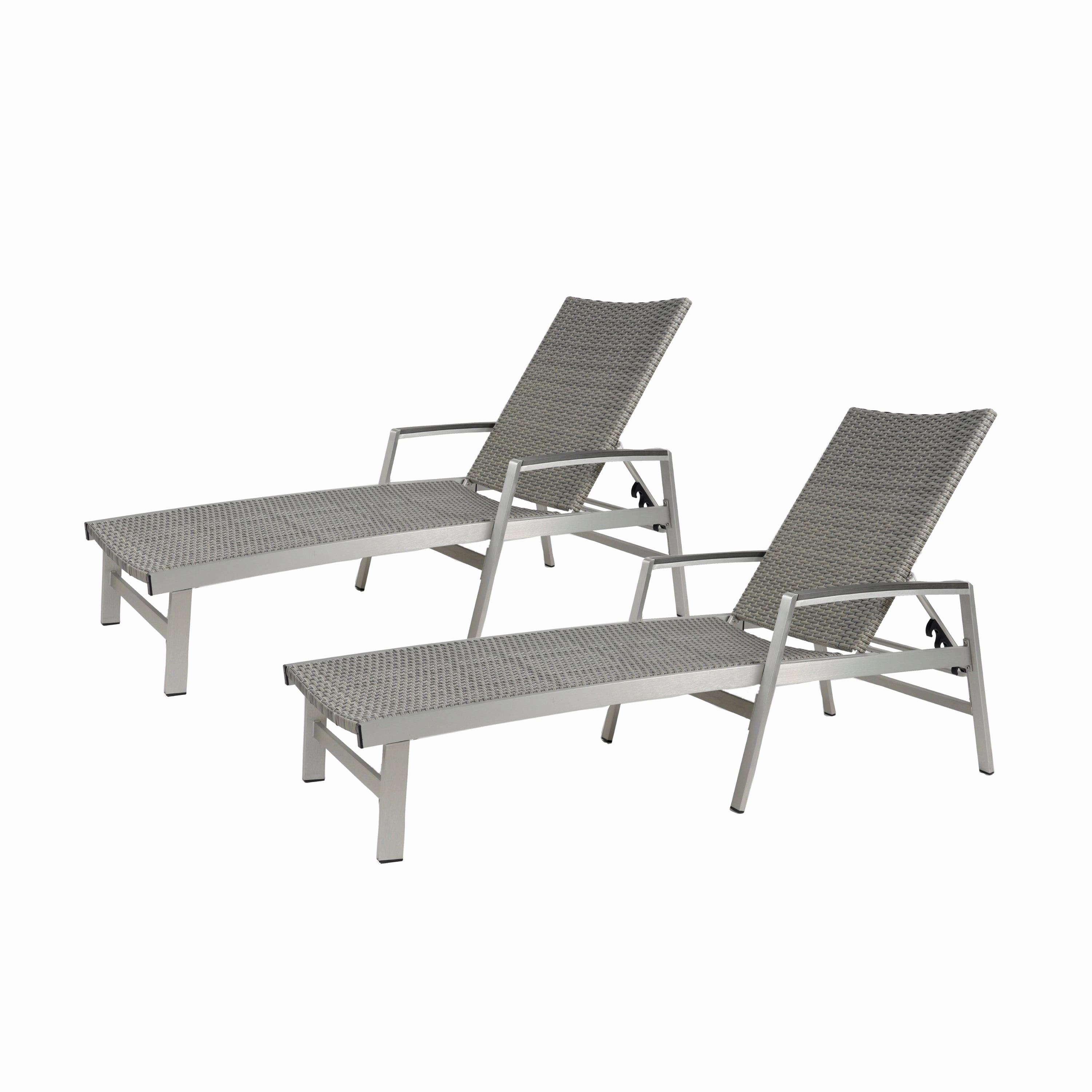 Outdoor Wicker and Aluminum Chaise Lounge, Gray Finish - NH455503