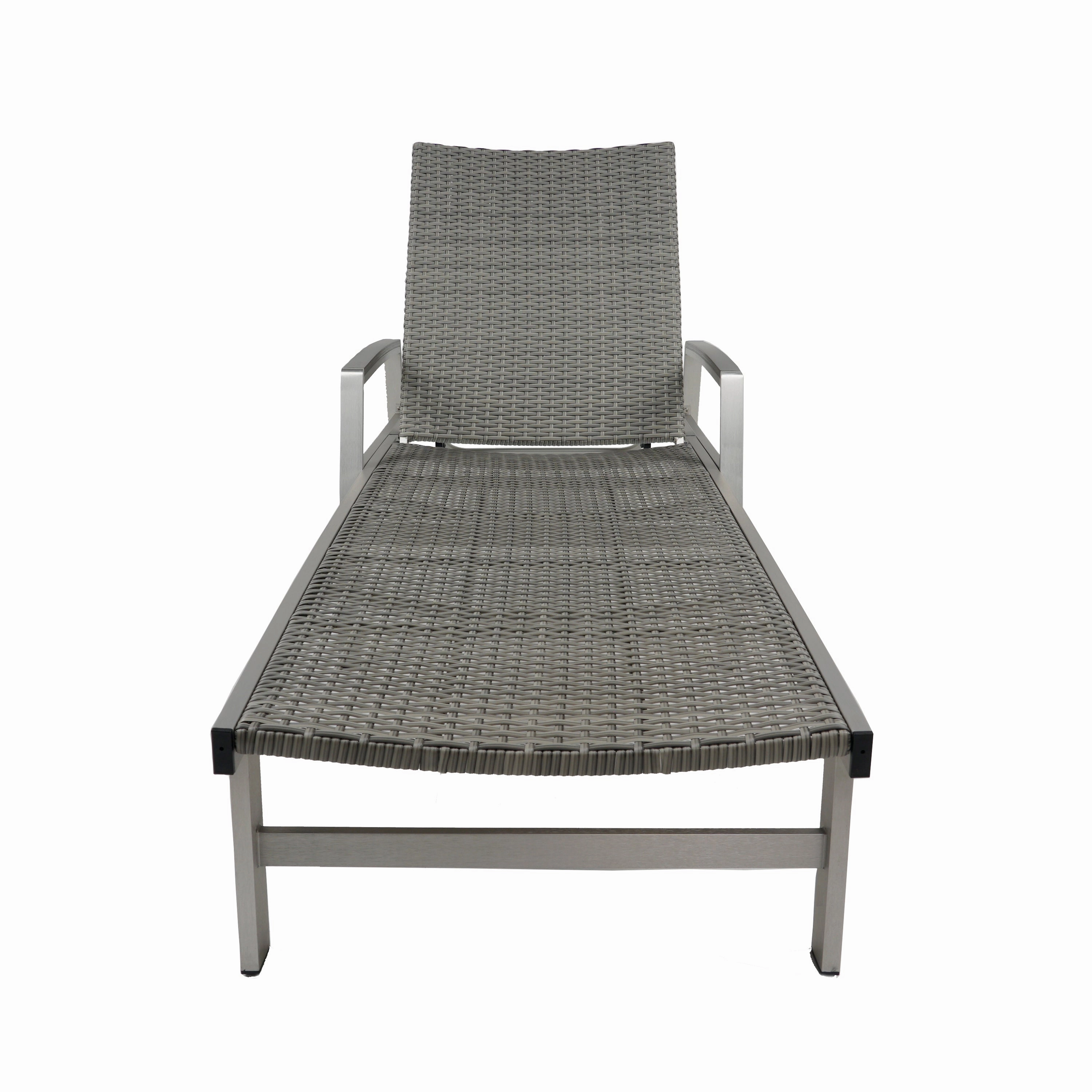 Outdoor Wicker and Aluminum Chaise Lounge, Gray Finish - NH455503