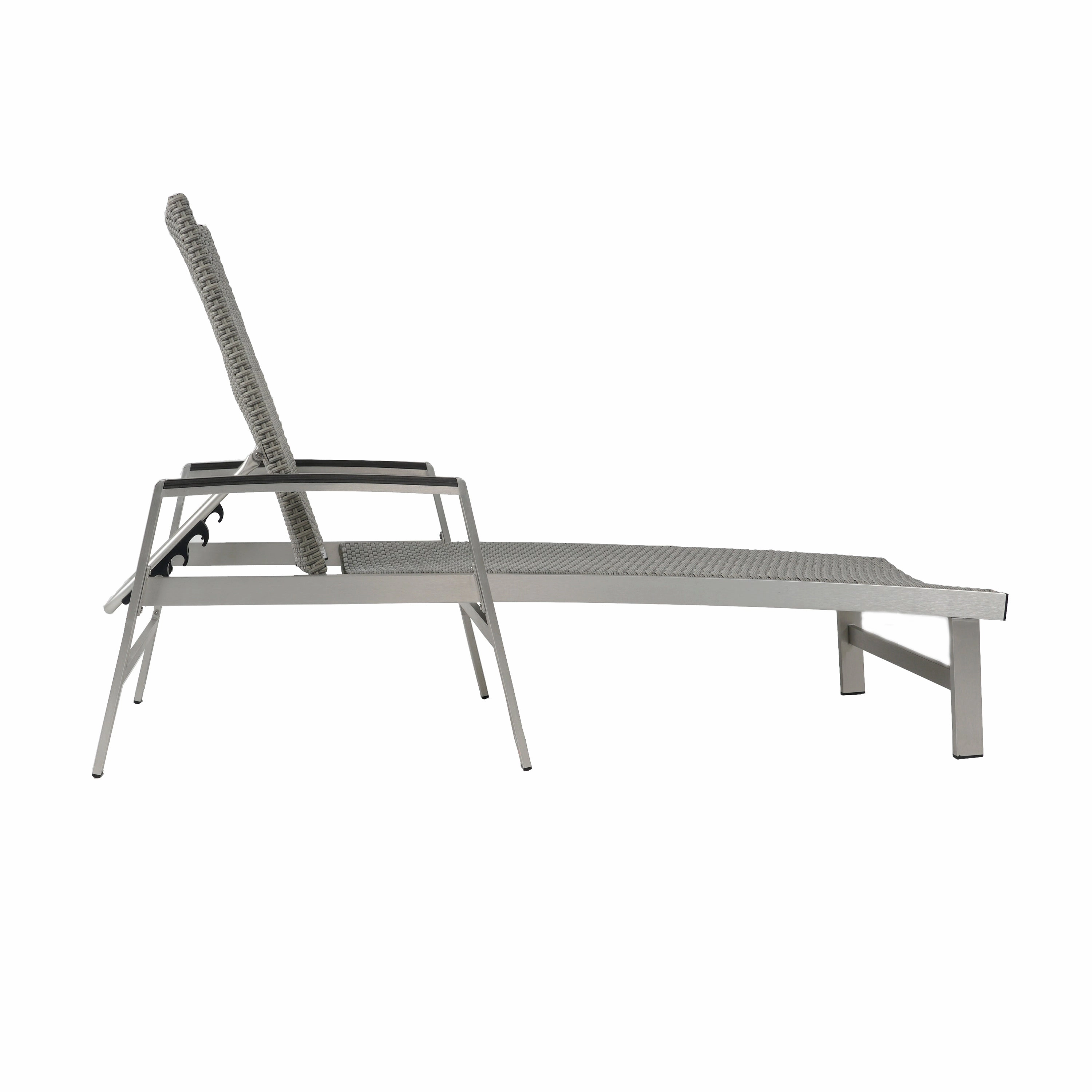 Outdoor Wicker and Aluminum Chaise Lounge, Gray Finish - NH455503