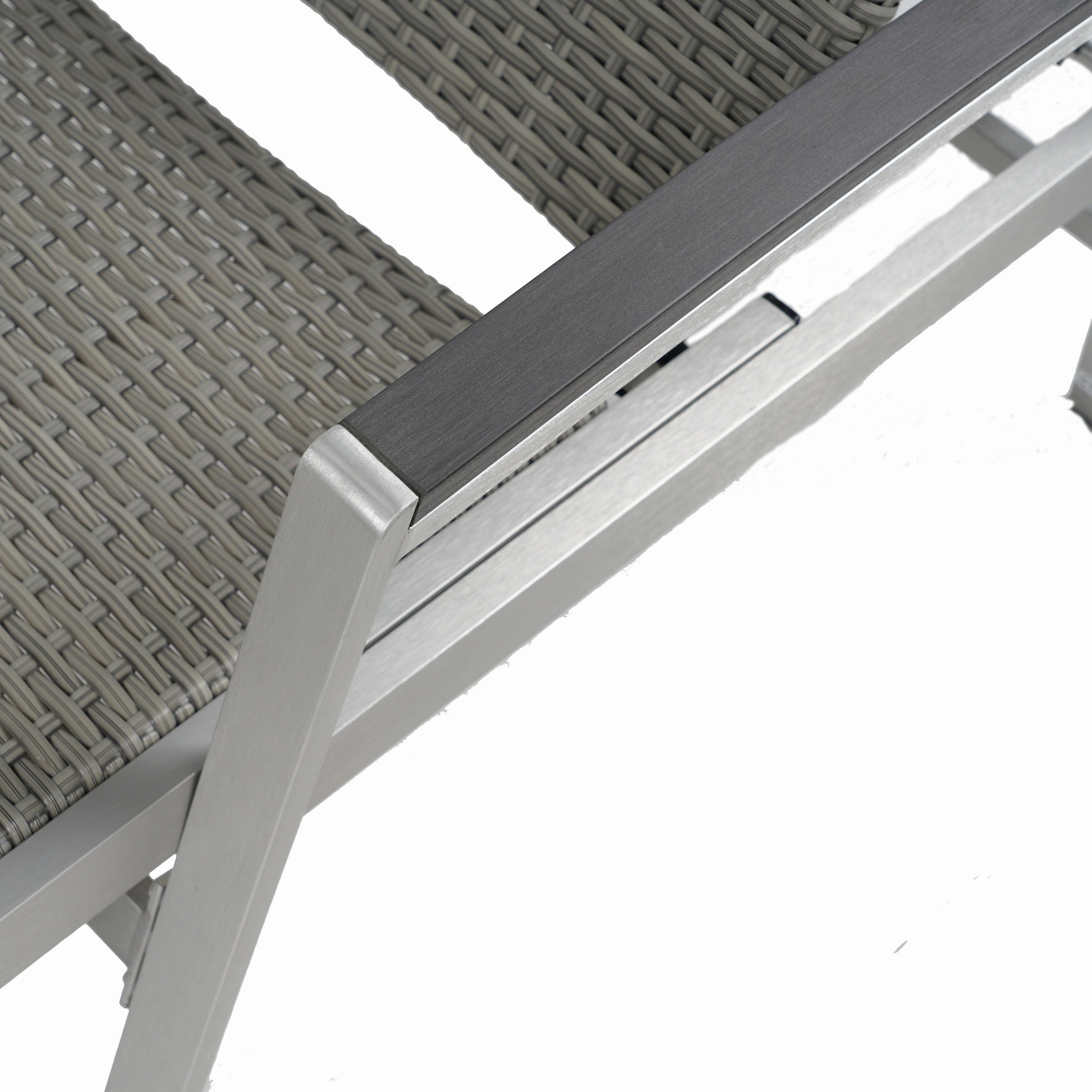 Outdoor Wicker and Aluminum Chaise Lounge, Gray Finish - NH455503
