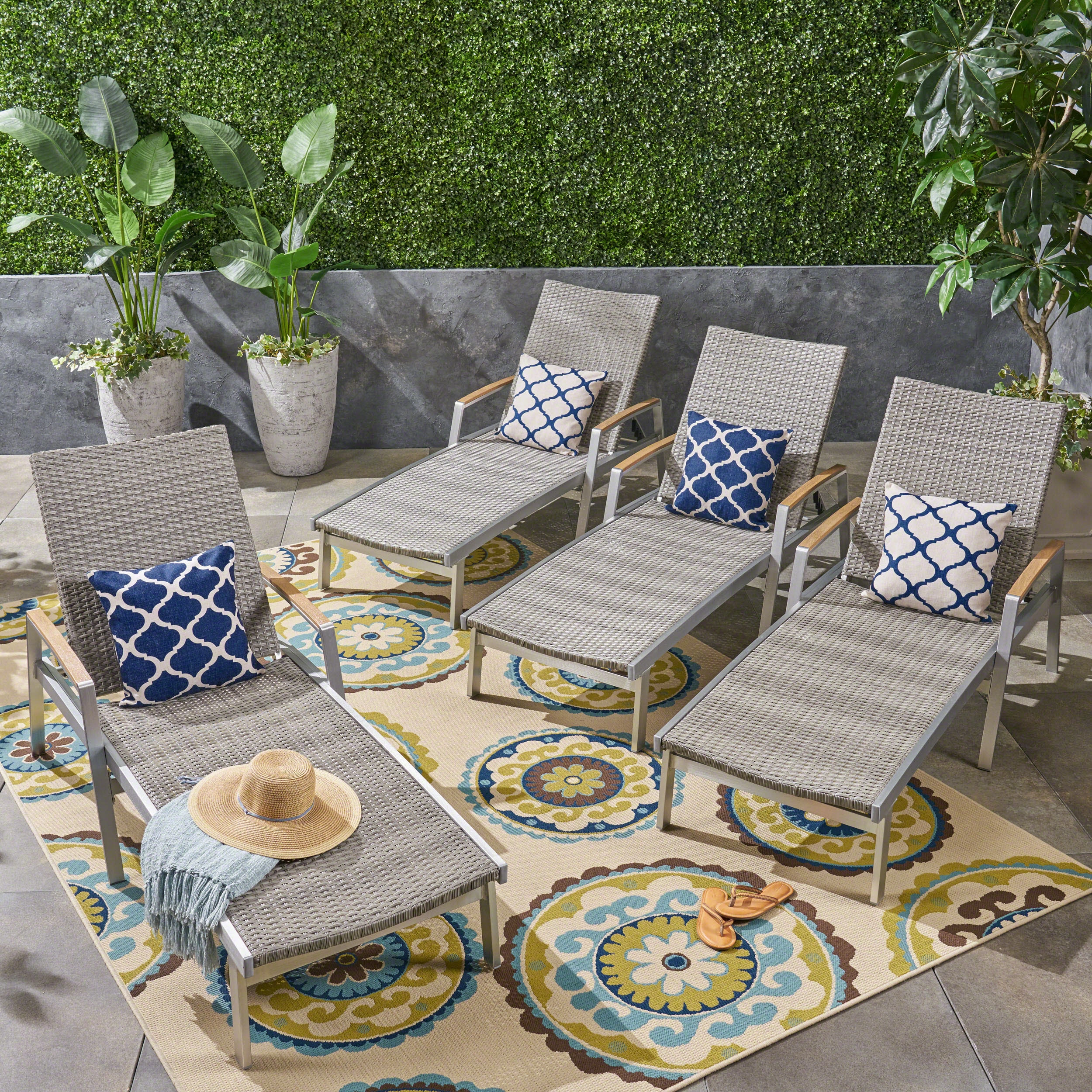 Outdoor Wicker and Aluminum Chaise Lounges (Set of 4), Gray Finish - NH375503 patio umbrella, gazebo