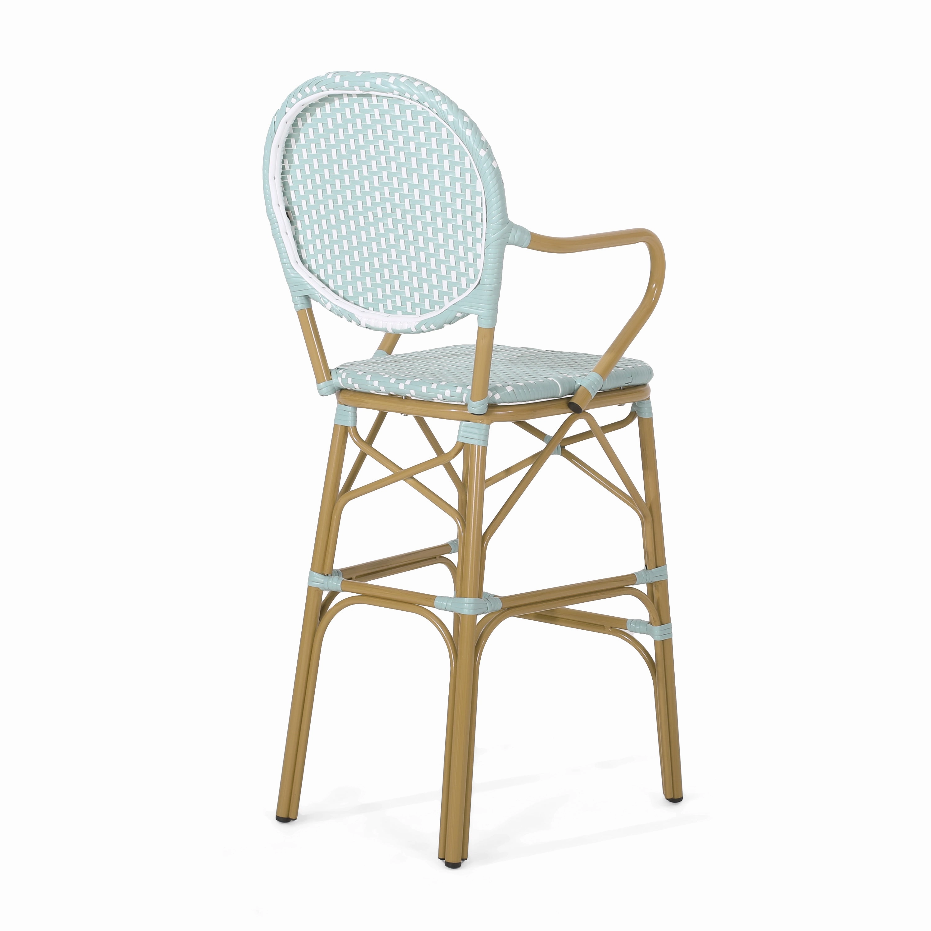 Outdoor Wicker and Aluminum French Barstools