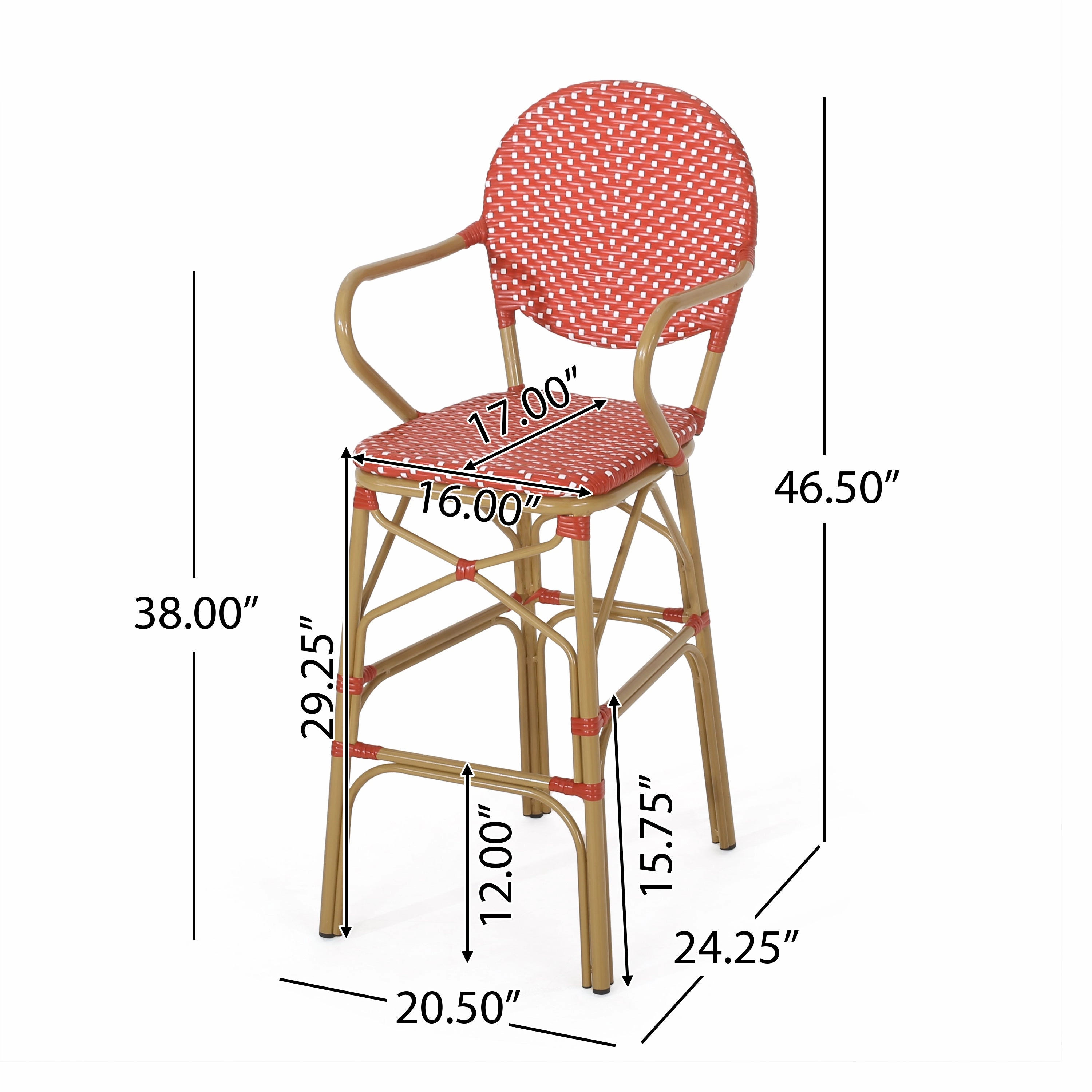 Outdoor Wicker and Aluminum French Barstools