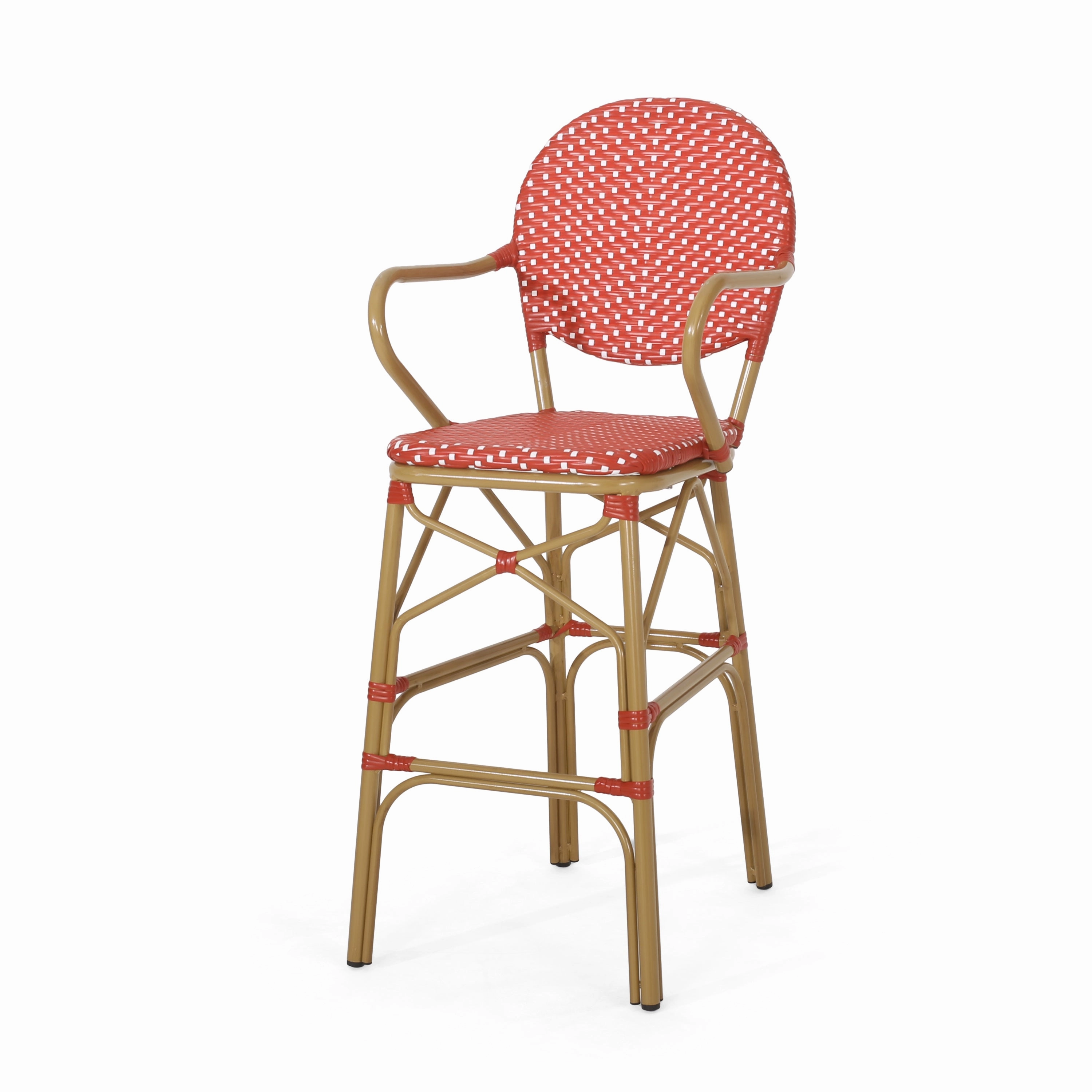Outdoor Wicker and Aluminum French Barstools