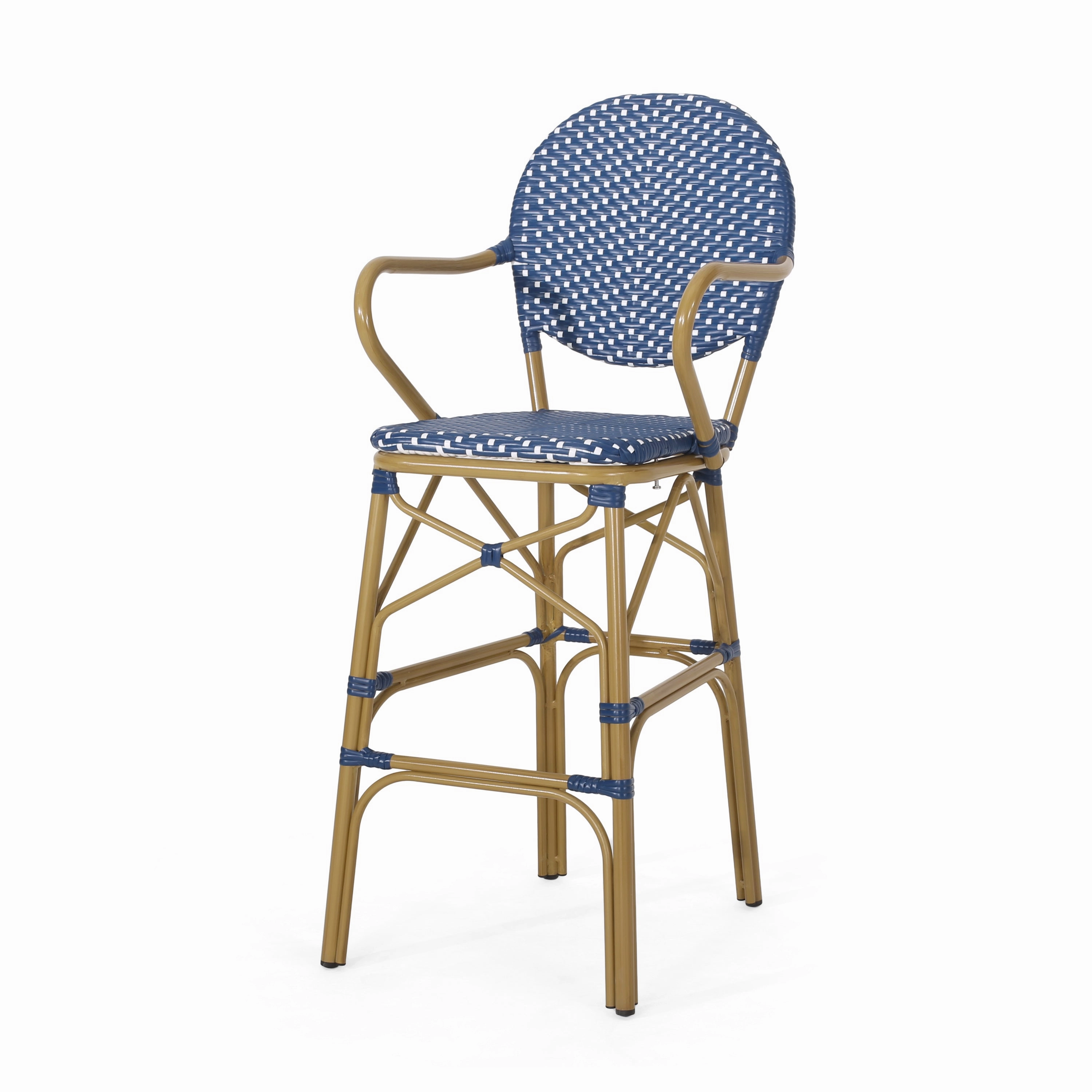 Outdoor Wicker and Aluminum French Barstools