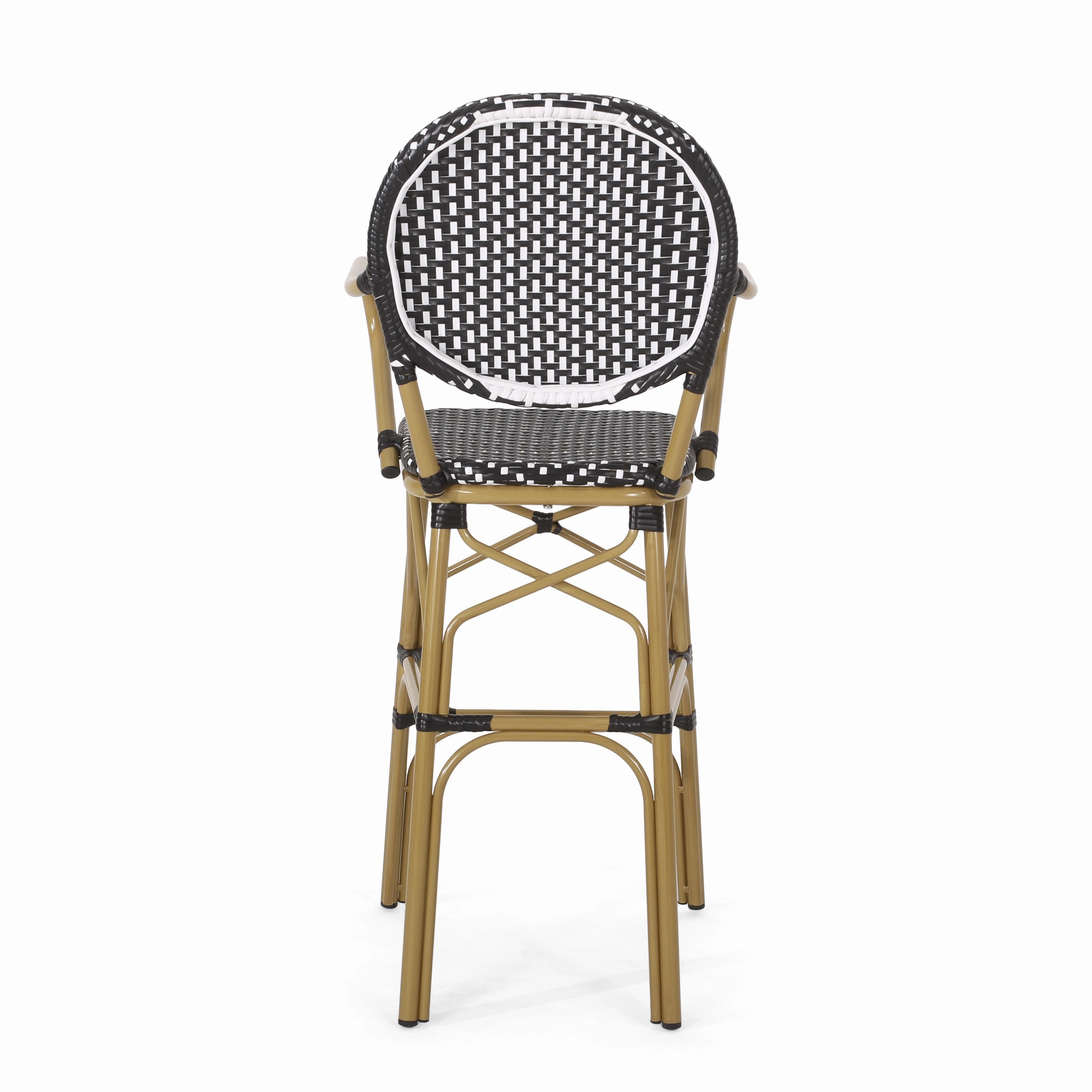 Outdoor Wicker and Aluminum French Barstools