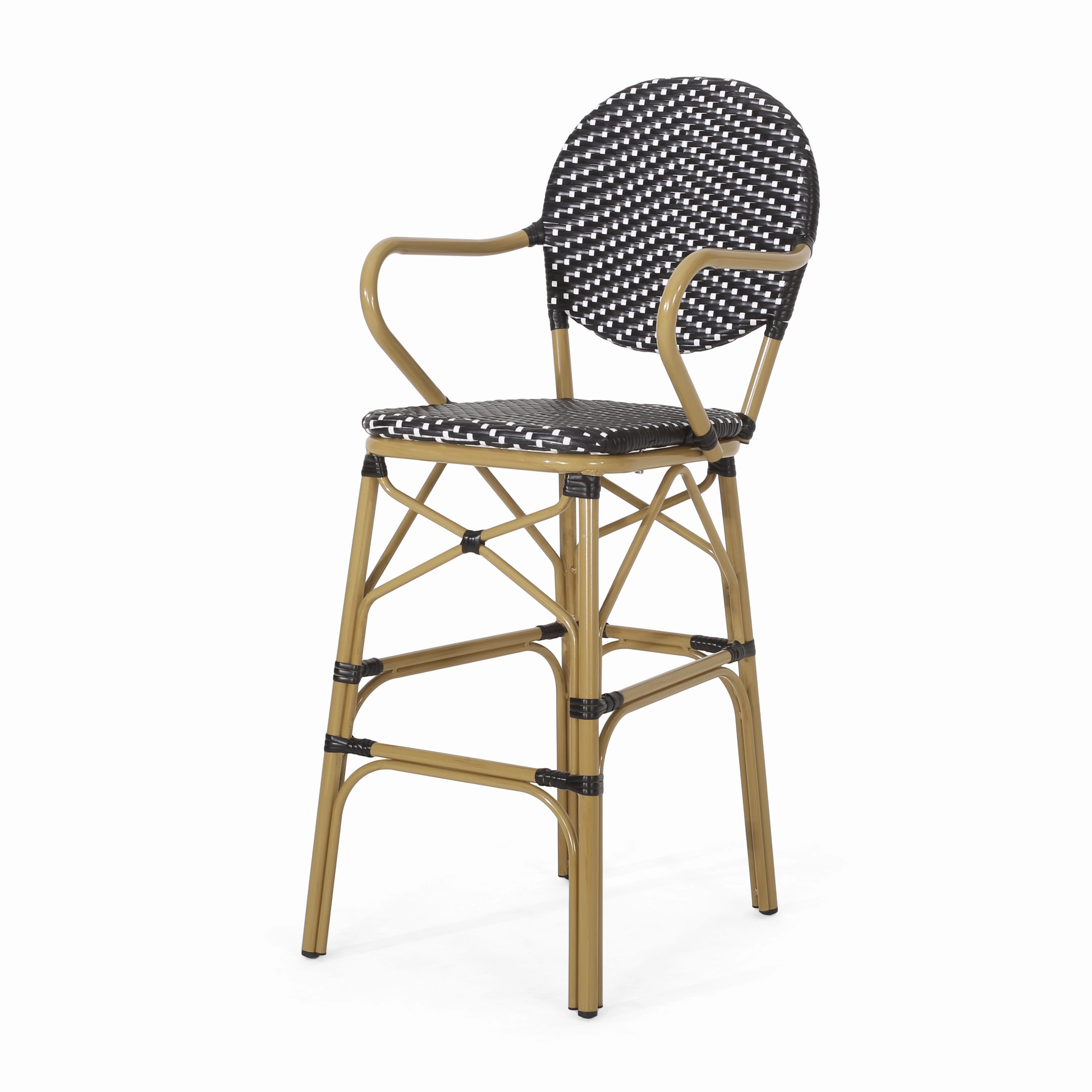 Outdoor Wicker and Aluminum French Barstools