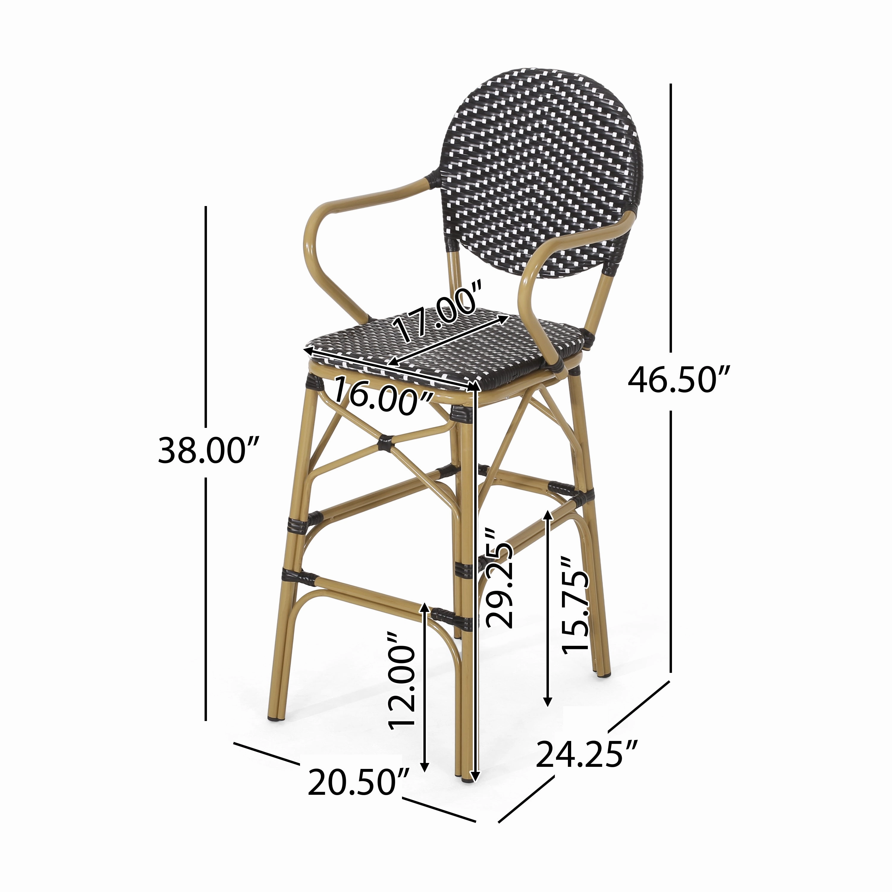 Outdoor Wicker and Aluminum French Barstools