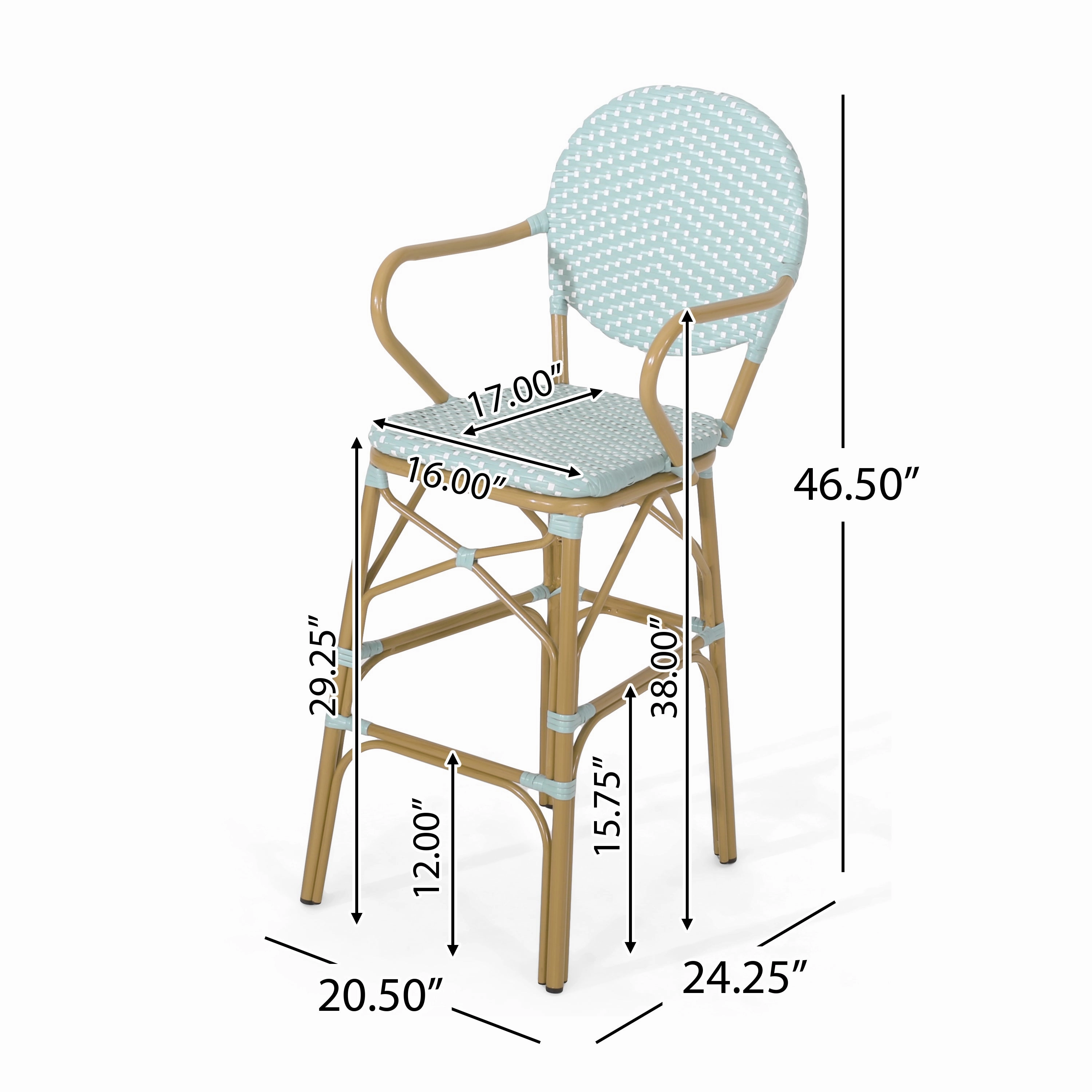 Outdoor Wicker and Aluminum French Barstools