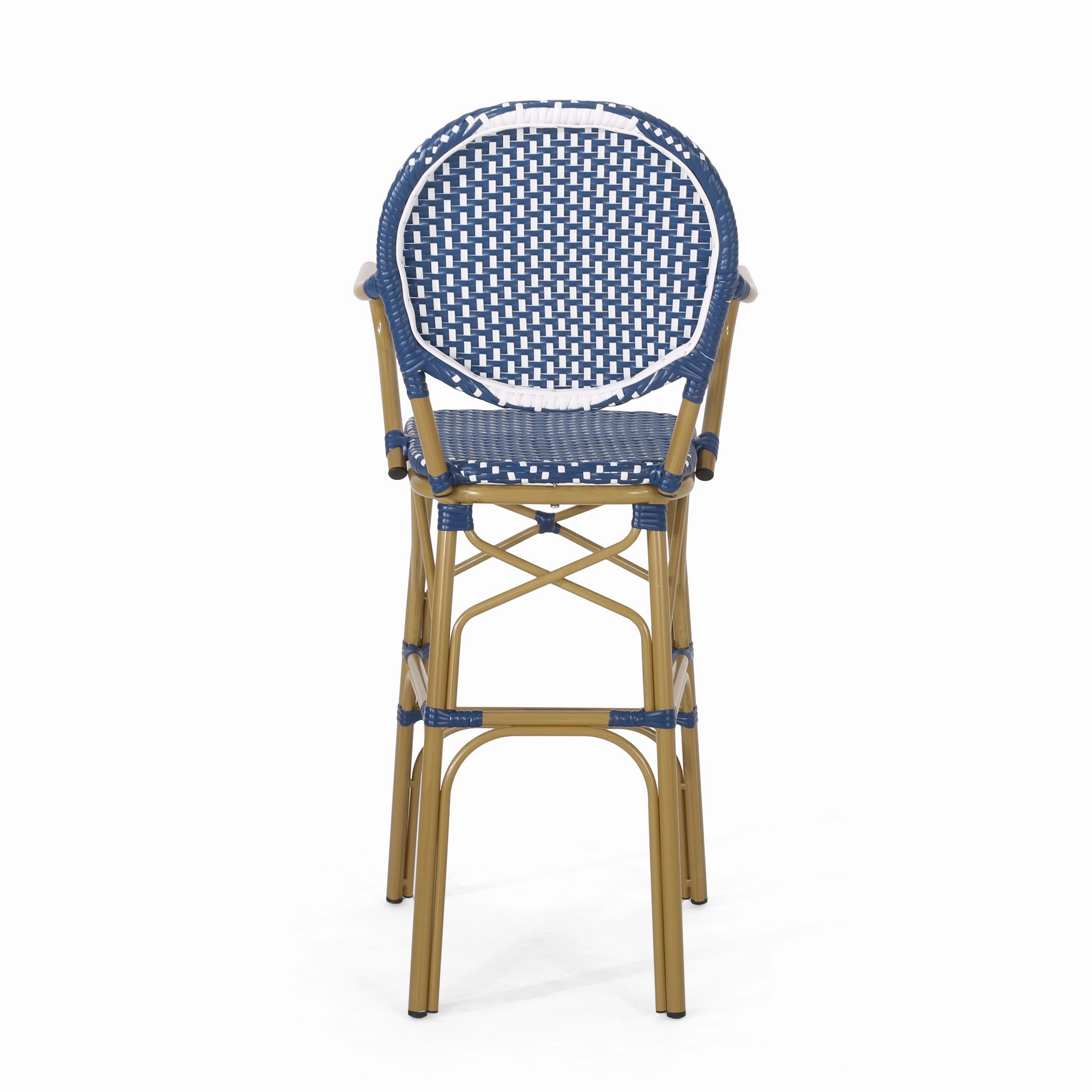 Outdoor Wicker and Aluminum French Barstools