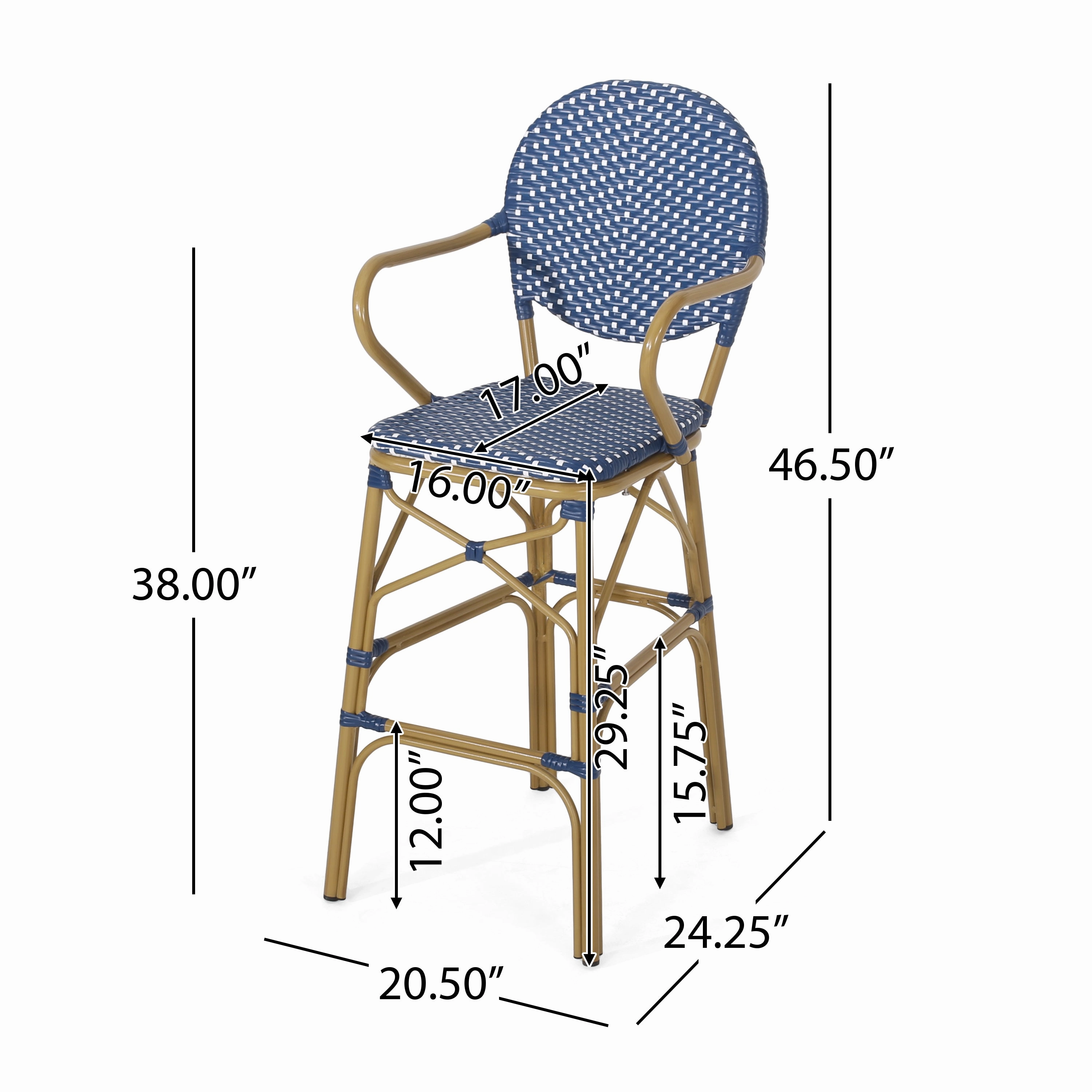 Outdoor Wicker and Aluminum French Barstools