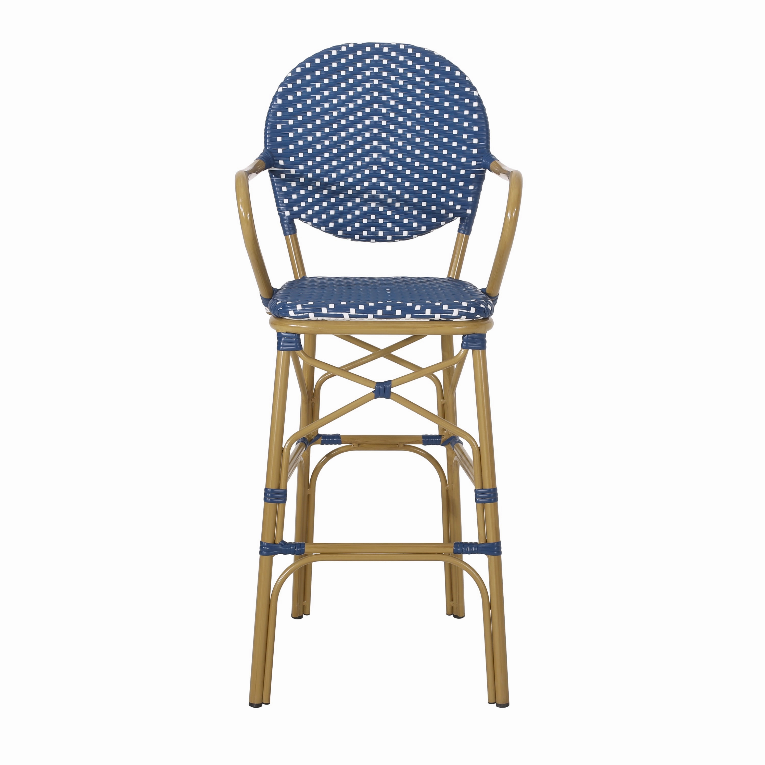 Outdoor Wicker and Aluminum French Barstools