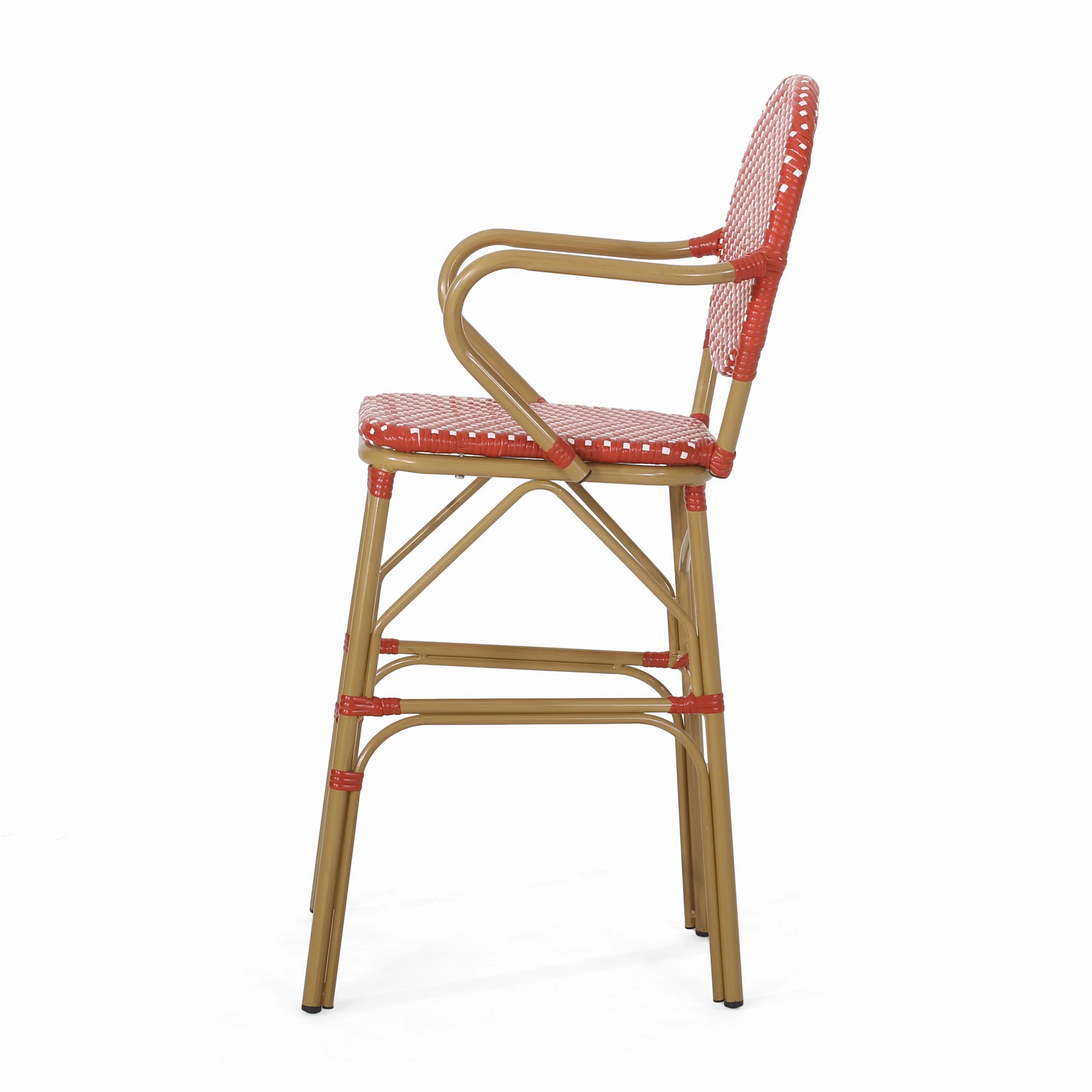 Outdoor Wicker and Aluminum French Barstools