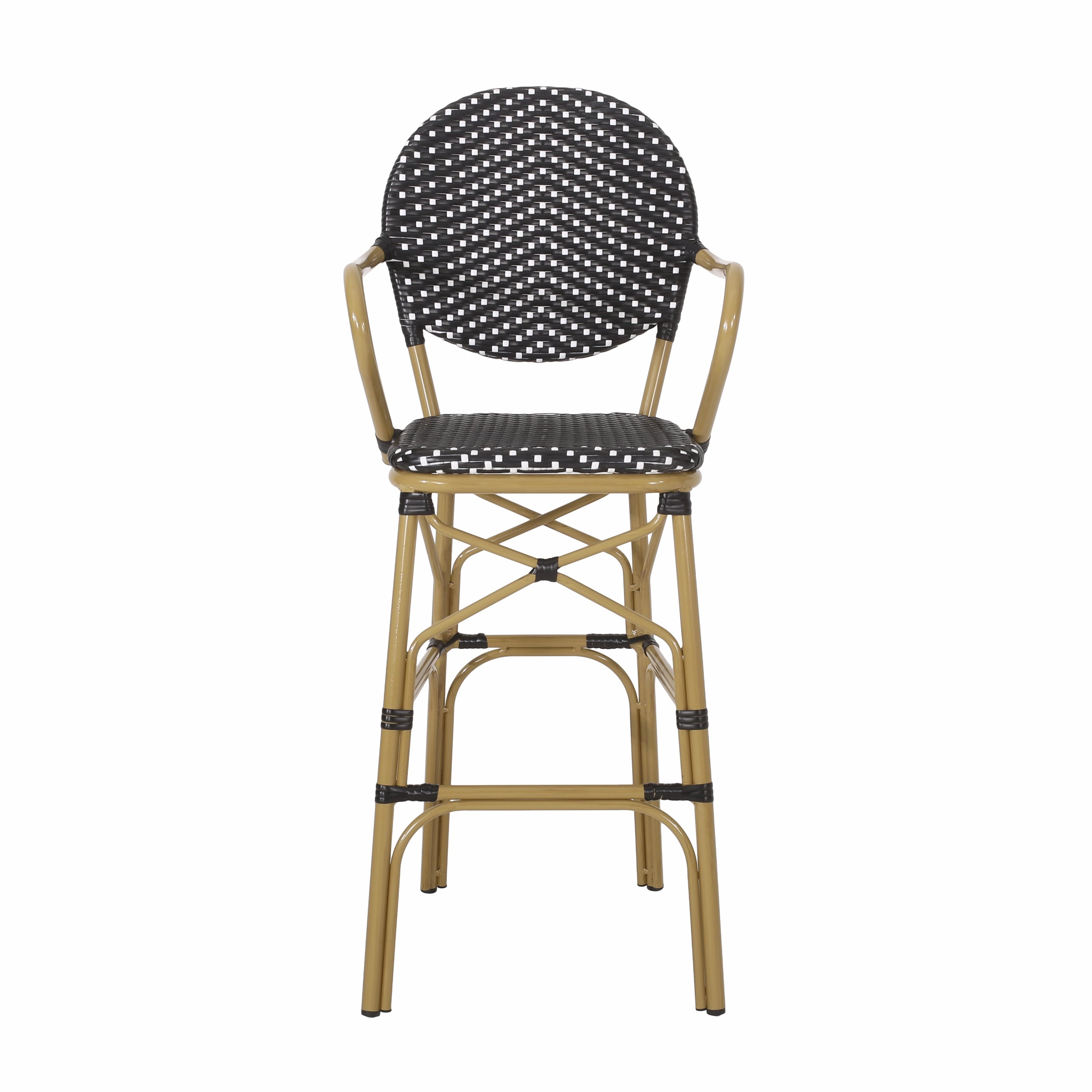 Outdoor Wicker and Aluminum French Barstools