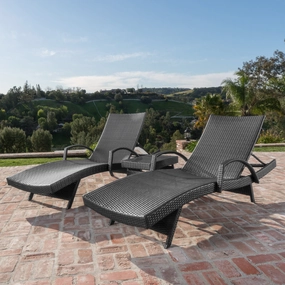 Outdoor Wicker Arm Chaise Lounges (Set of 2) w/ Side Table - NH110103 patio umbrella, gazebo