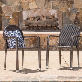 Outdoor Wicker Armed Aluminum Framed Stack Chairs (Set of 2) - NH142103 outdoor lounge chair, patio sofa