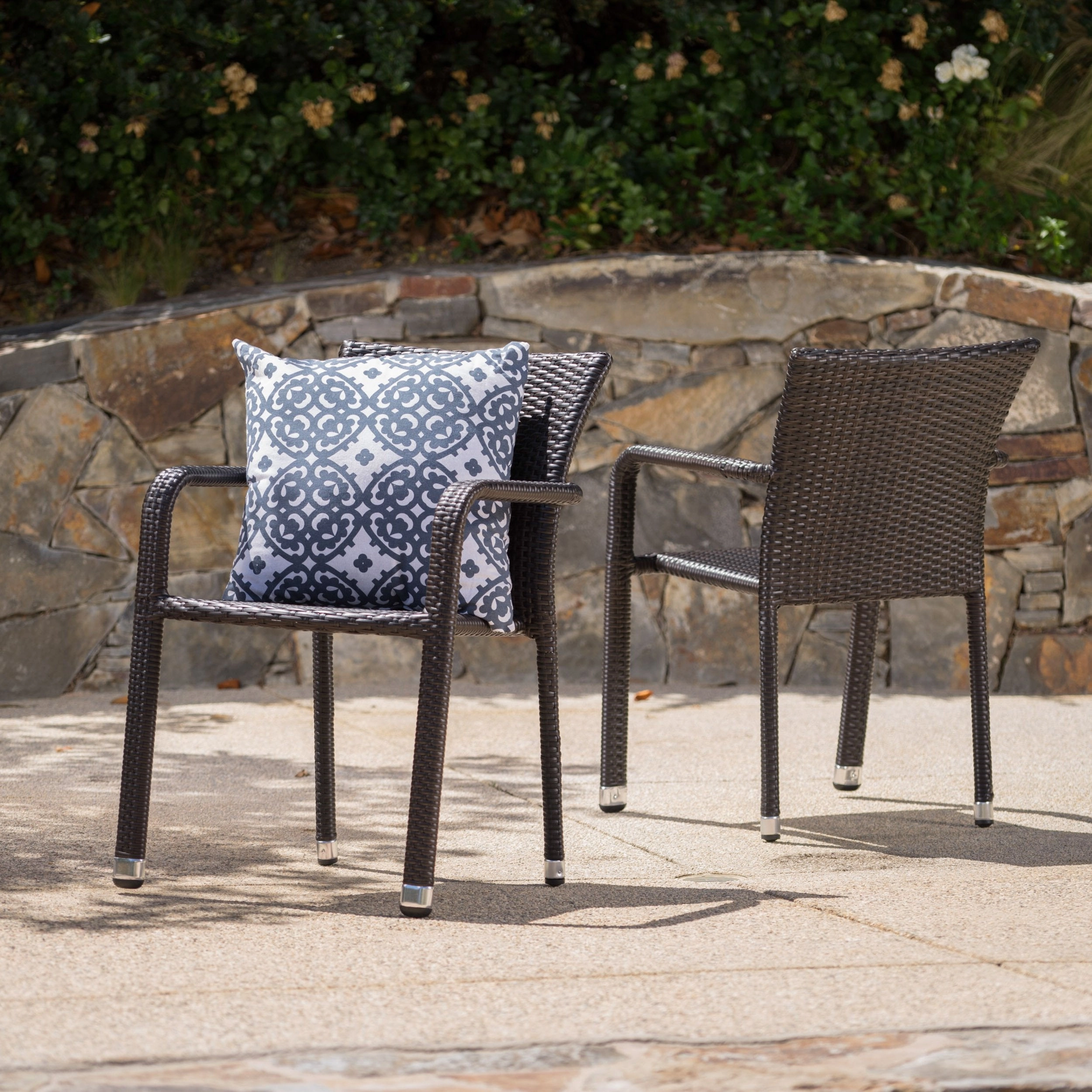 Outdoor Wicker Armed Aluminum Framed Stack Chairs (Set of 2) - NH332103 outdoor lounge chair, patio sofa